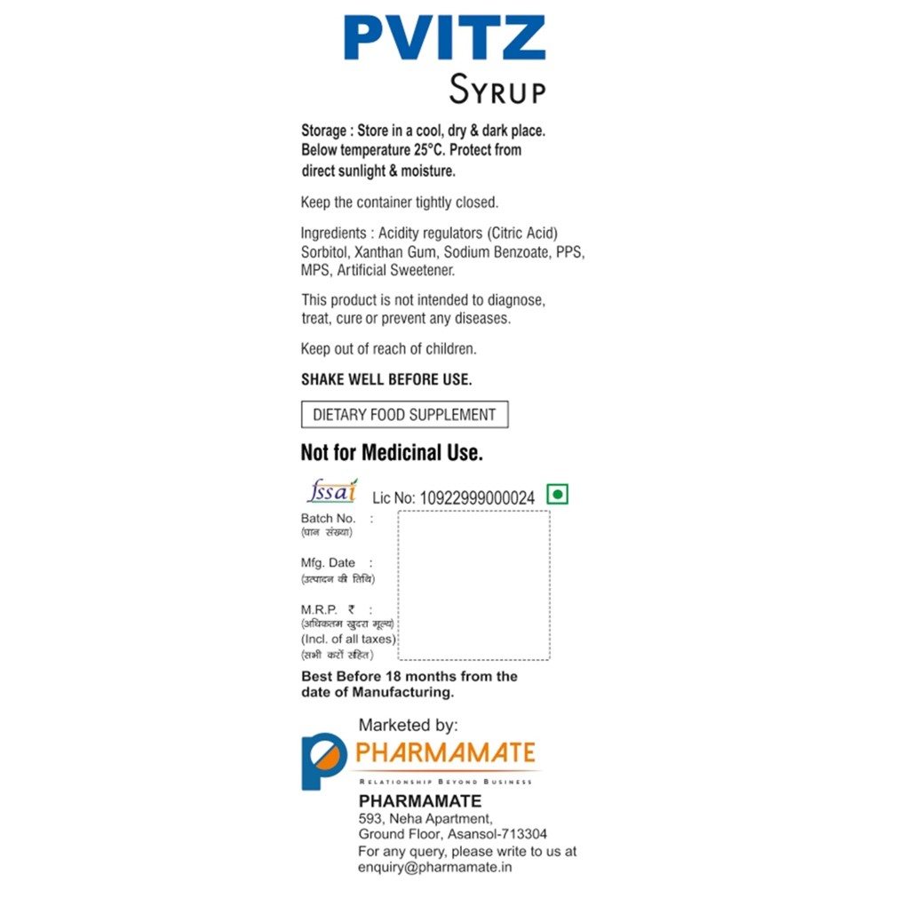PvitZ - Multivitamin, Multiminaral with Lycopene Syrup, Pharmamate PvitZ - Multivitamin, Multiminaral with Lycopene Syrup, Pharmamate